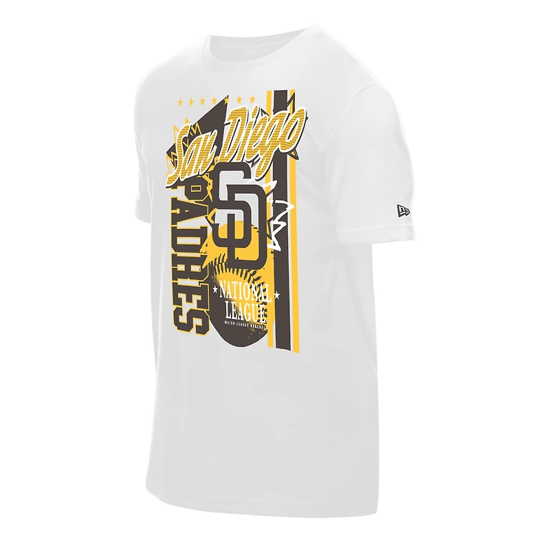 T-shirt New Era blanc à grand imprimé San Diego Padres pour homme
