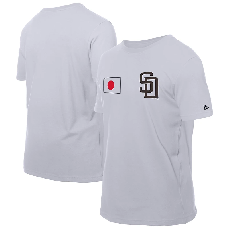 T-shirt New Era blanc pour homme avec drapeau japonais des Padres de San Diego