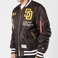 Blouson aviateur zippé marron New Era x Alpha Industries pour homme des Padres de San Diego