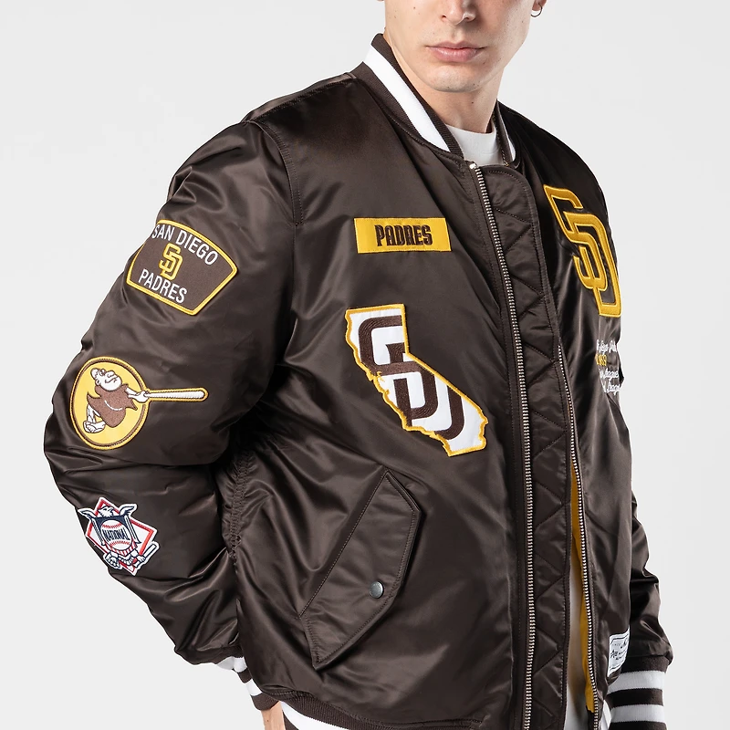 Blouson aviateur zippé marron New Era x Alpha Industries pour homme des Padres de San Diego