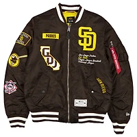 Men's New Era x Alpha Industries Brown San Diego Padres Full-Zip Bomber Jacket