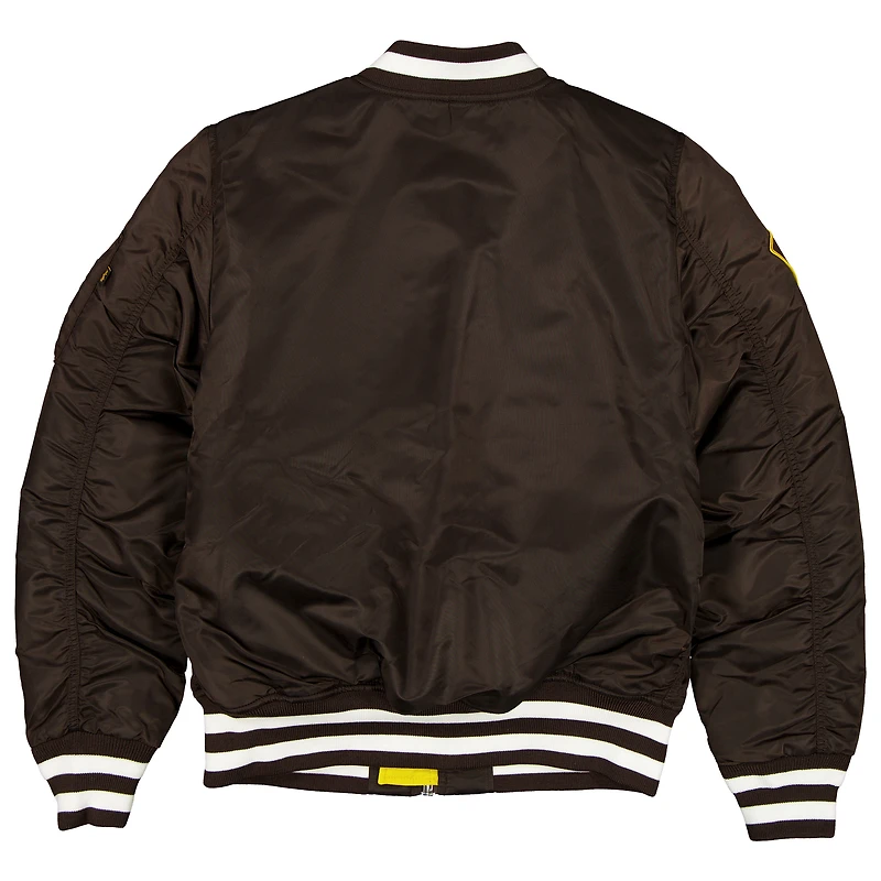 Blouson aviateur zippé marron New Era x Alpha Industries pour homme des Padres de San Diego