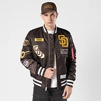 Blouson aviateur zippé marron New Era x Alpha Industries pour homme des Padres de San Diego