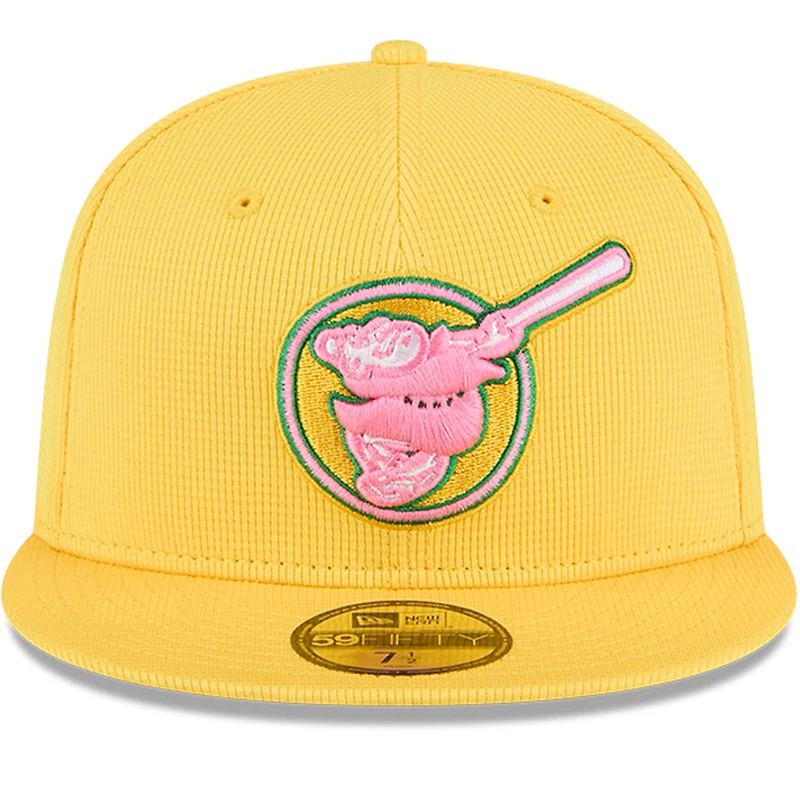 Casquette d'entraînement au bâton New Era 59FIFTY jaune City Connect des Padres de San Diego pour homme