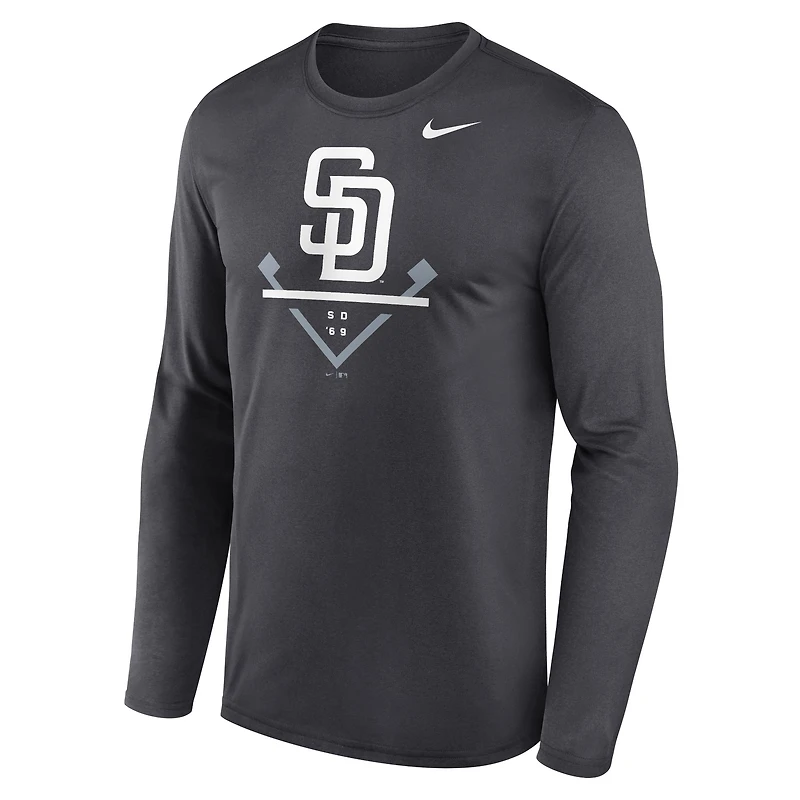 T-shirt à manches longues Nike Performance San Diego Padres Icon Legend anthracite pour homme