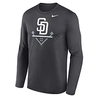 T-shirt à manches longues Nike Performance San Diego Padres Icon Legend anthracite pour homme