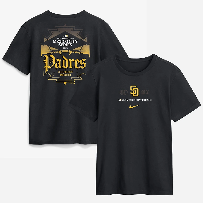T-shirt graphique Nike noir pour homme, San Diego Padres, tournée mondiale MLB : série de Mexico