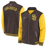 Men's Nike Brown/Gold San Diego Padres Authentic Collection Dugout Relaxed Full-Zip Bomber Jacket