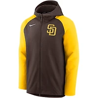 Homme Nike Marron/Or San Diego Padres Authentic Collection Joueur - Veste à capuche entièrement zippée
