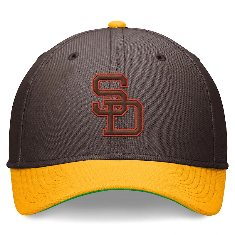 Casquette de performance Nike marron/or San Diego Padres Cooperstown Collection Rewind Swooshflex pour homme