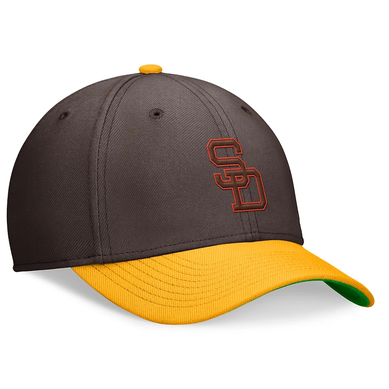 Casquette de performance Nike marron/or San Diego Padres Cooperstown Collection Rewind Swooshflex pour homme