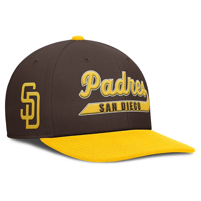 Casquette Nike Pro Performance Snapback marron/doré pour homme des San Diego Padres