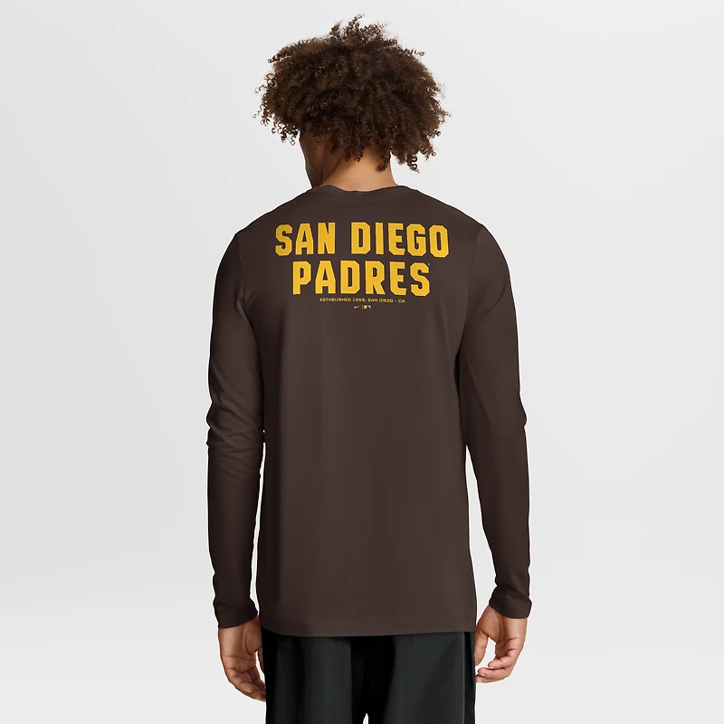 Men's Nike Brown San Diego Padres 2-Hit Legend Dri-FIT Long Sleeve T-Shirt