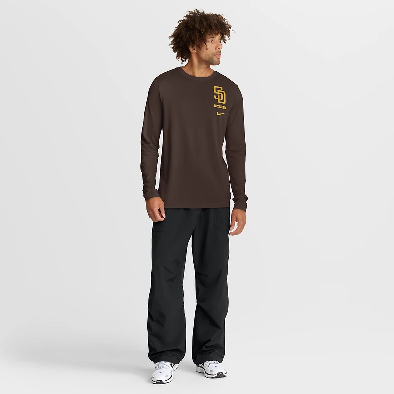 T-shirt à manches longues Nike marron San Diego Padres 2-Hit Legend Dri-FIT pour homme