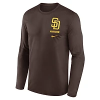 Men's Nike Brown San Diego Padres 2-Hit Legend Dri-FIT Long Sleeve T-Shirt