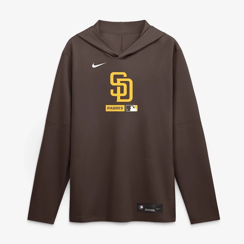 Men's Nike Brown San Diego Padres Authentic Collection Dri-FIT Long Sleeve Hooded T-Shirt