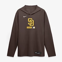 Men's Nike Brown San Diego Padres Authentic Collection Dri-FIT Long Sleeve Hooded T-Shirt