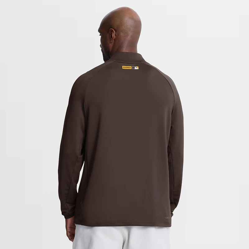 Men's Nike Brown San Diego Padres Authentic Collection Dri-FIT Raglan Half-Zip Pullover