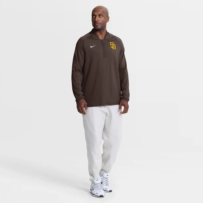 Men's Nike Brown San Diego Padres Authentic Collection Dri-FIT Raglan Half-Zip Pullover