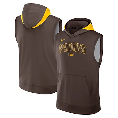Men's Nike Brown San Diego Padres Authentic Collection Dri-FIT Sleeveless Hoodie