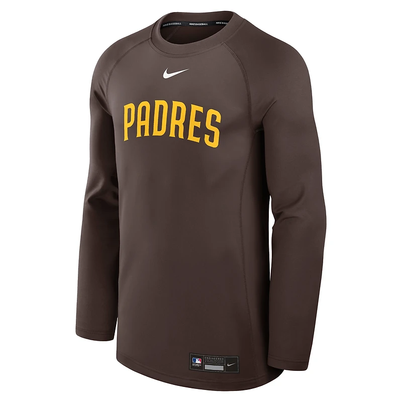 Men's Nike Brown San Diego Padres Authentic Collection Game Time Raglan Dri-FIT Long Sleeve T-Shirt