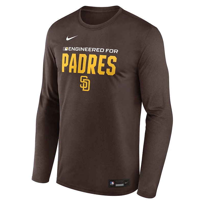 T-shirt à manches longues Nike marron San Diego Padres Authentic Collection Legend Dri-FIT pour homme