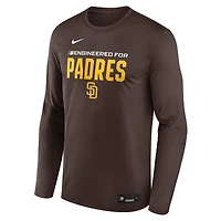 T-shirt à manches longues Nike marron San Diego Padres Authentic Collection Legend Dri-FIT pour homme