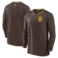Haut Nike marron à demi-zip Performance Authentic Collection des Padres de San Diego pour homme