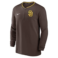 Haut Nike marron à demi-zip Performance Authentic Collection des Padres de San Diego pour homme