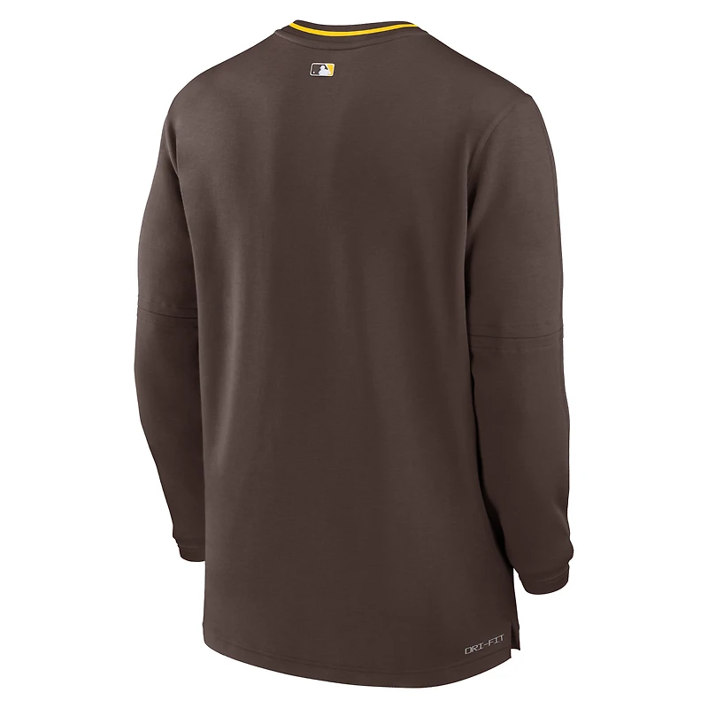 Haut Nike marron à demi-zip Performance Authentic Collection des Padres de San Diego pour homme