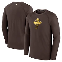 T-shirt à manches longues Nike marron San Diego Padres Authentic Collection Raglan Performance pour homme