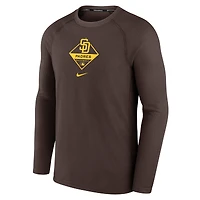 T-shirt à manches longues Nike marron San Diego Padres Authentic Collection Raglan Performance pour homme
