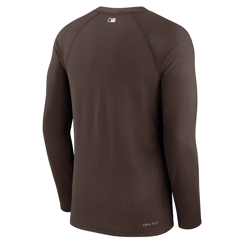 T-shirt à manches longues Nike marron San Diego Padres Authentic Collection Raglan Performance pour homme