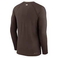 T-shirt à manches longues Nike marron San Diego Padres Authentic Collection Raglan Performance pour homme