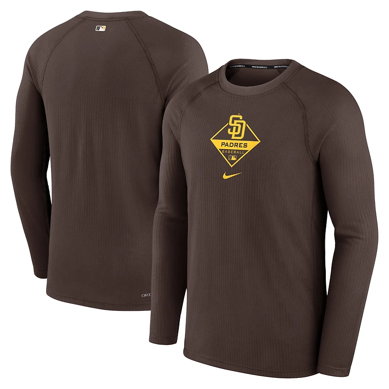 T-shirt à manches longues Nike marron San Diego Padres Authentic Collection Raglan Performance pour homme