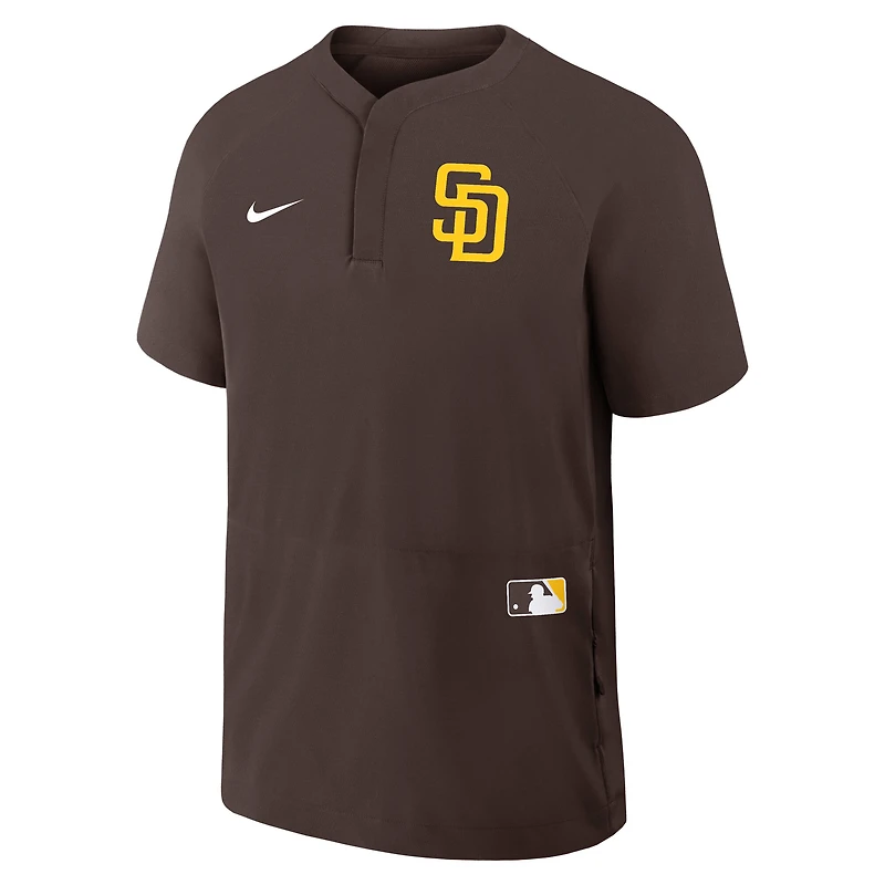 Men's Nike Brown San Diego Padres Authentic Collection Raglan Short Sleeve Windshirt