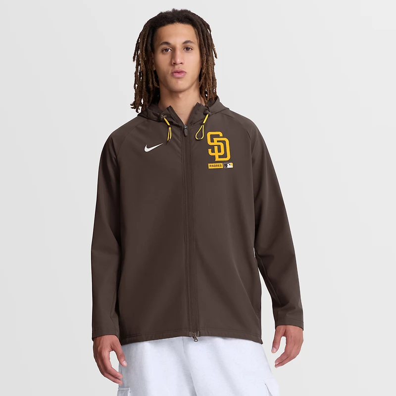 Men's Nike Brown San Diego Padres Authentic Collection Raglan Therma-FIT Full-Zip Hooded Jacket
