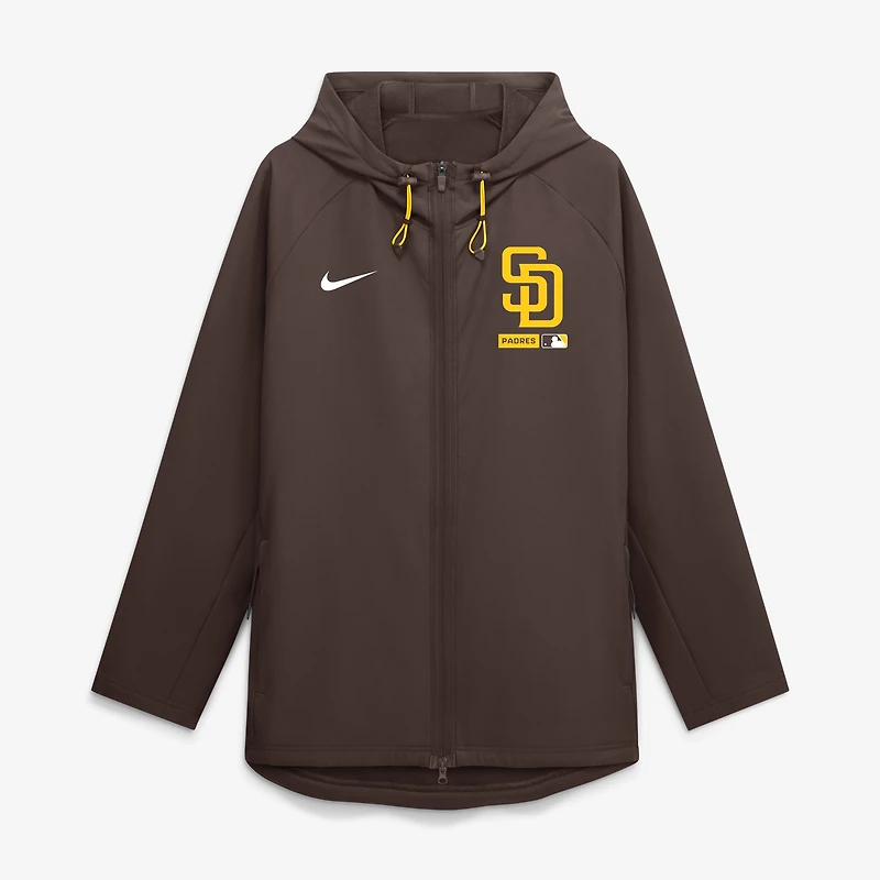 Men's Nike Brown San Diego Padres Authentic Collection Raglan Therma-FIT Full-Zip Hooded Jacket