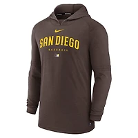 Sweat à capuche enfiler triple mélange Performance Nike San Diego Padres Authentic Collection pour homme, marron