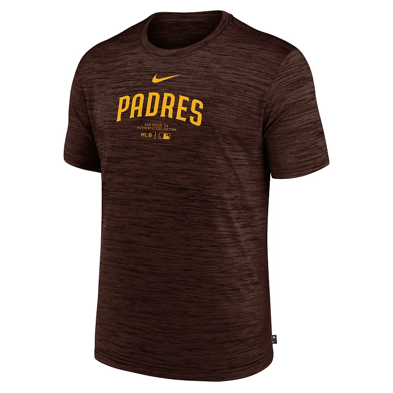 T-shirt Nike marron San Diego Padres Authentic Collection Velocity Performance pour homme