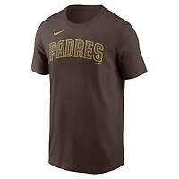 T-shirt Nike marron pour hommes des San Diego Padres Fuse Wordmark