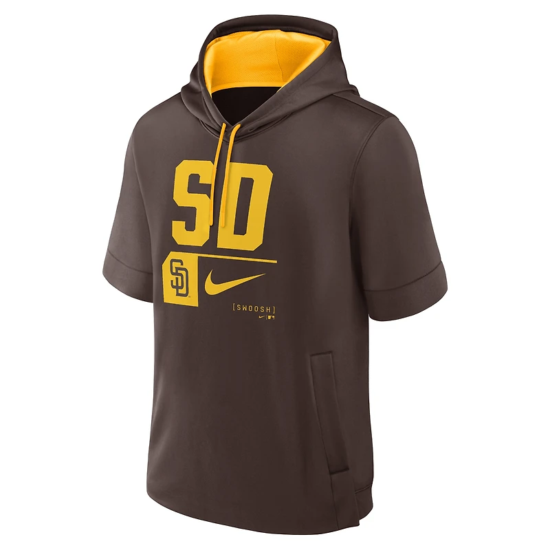 Sweat à capuche manches courtes Nike Marron San Diego Padres Tri Code Lockup pour homme