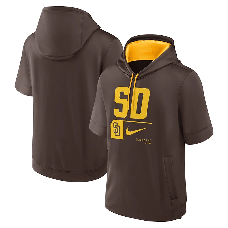 Sweat à capuche manches courtes Nike marron San Diego Padres Tri-Code Lockup pour hommes