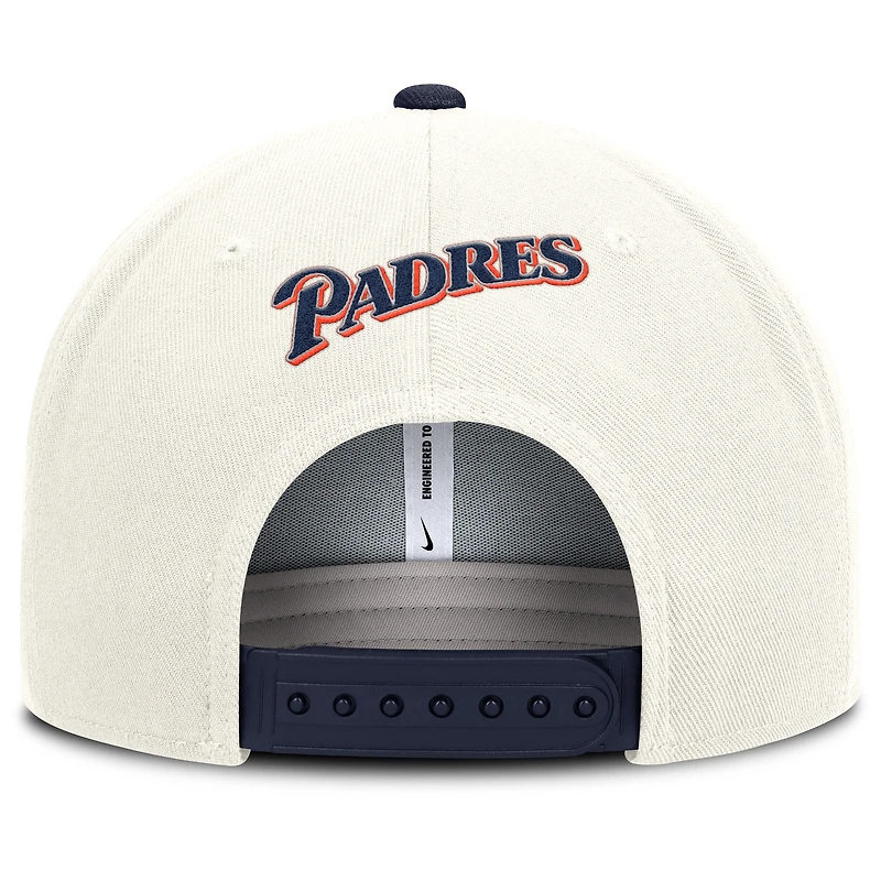 Men's Nike Cream/Navy San Diego Padres Cooperstown Pro Dri-FIT Snapback Hat