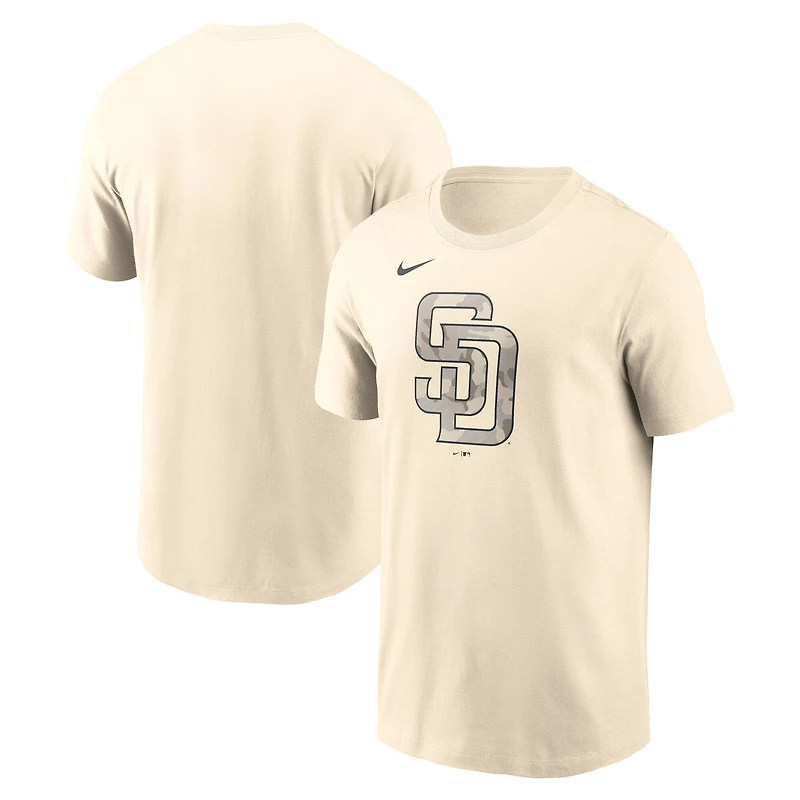 T-shirt Nike crème pour homme avec logo camouflage des Padres de San Diego