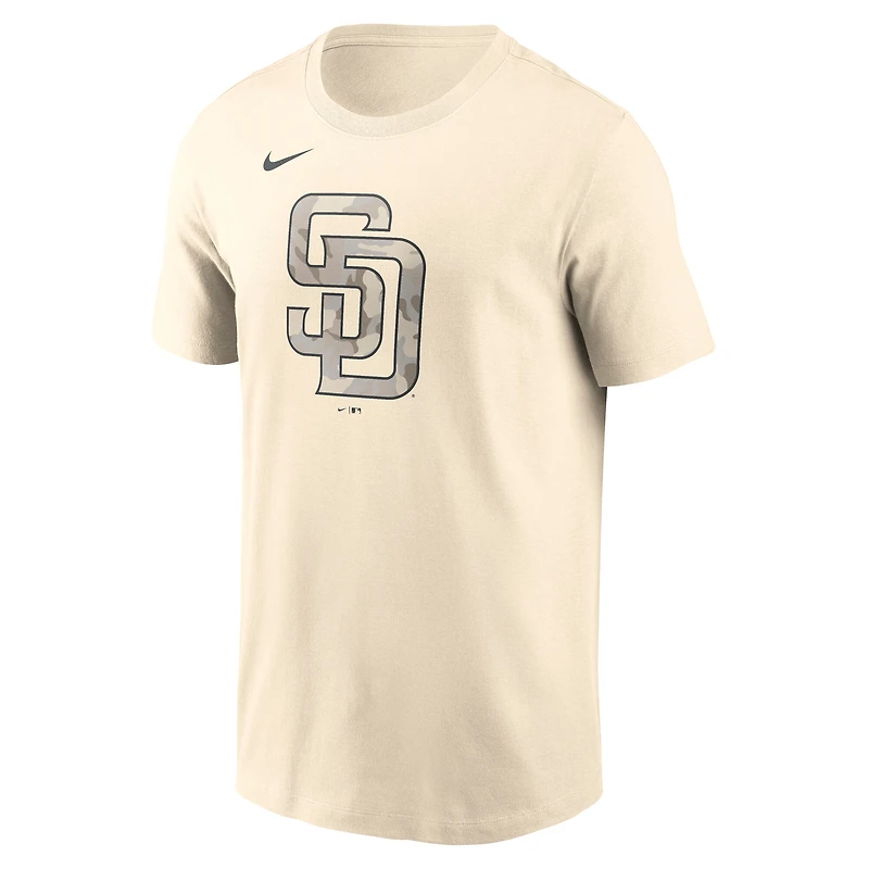 Men's Nike Cream San Diego Padres Camo Logo T-Shirt