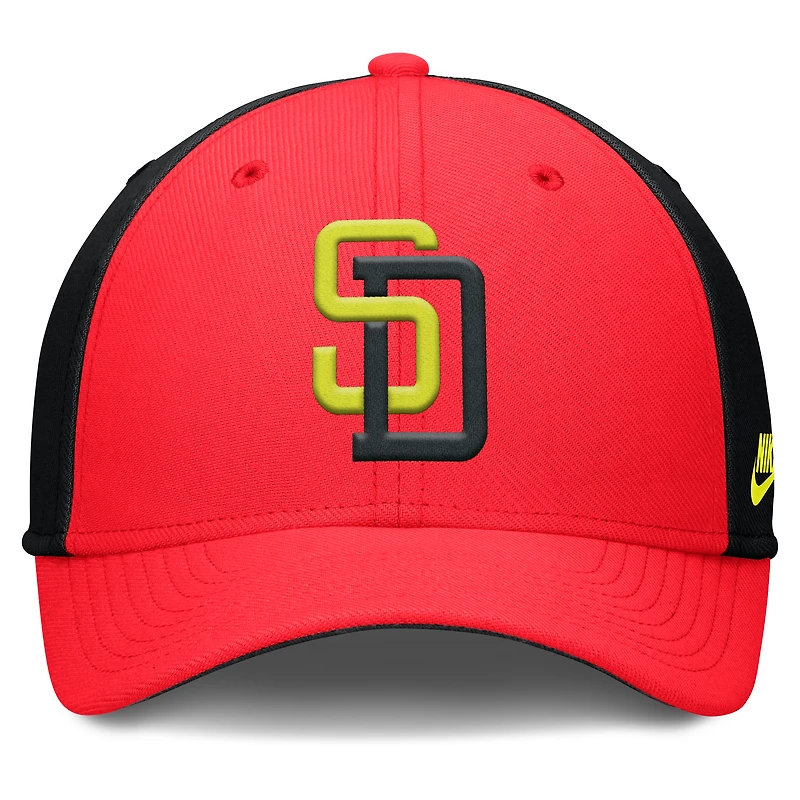 Men's Nike Crimson/Black San Diego Padres Neon 90s Rise SwooshFlex Hat