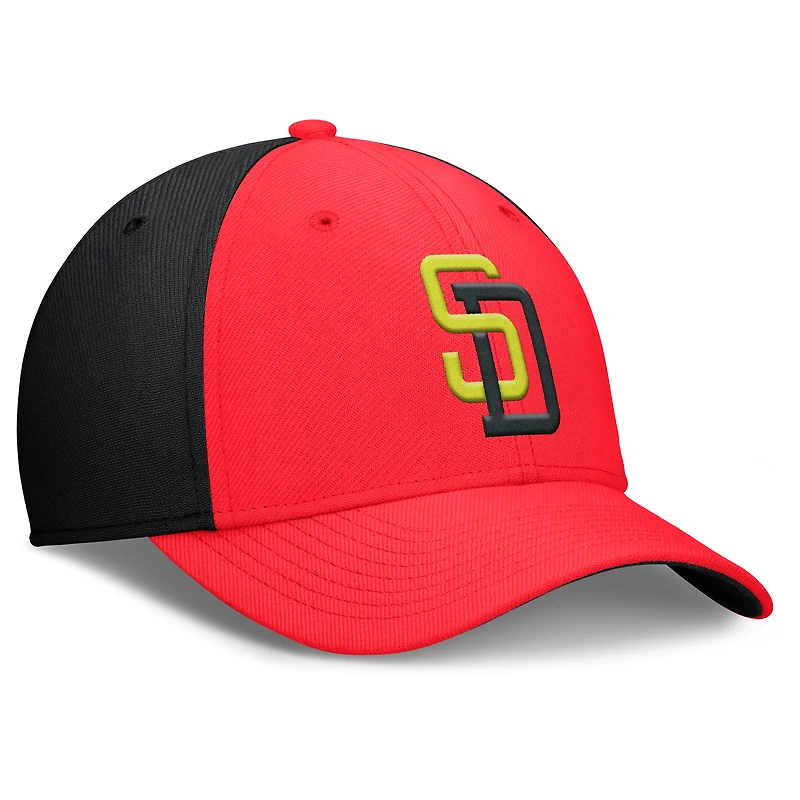 Men's Nike Crimson/Black San Diego Padres Neon 90s Rise SwooshFlex Hat
