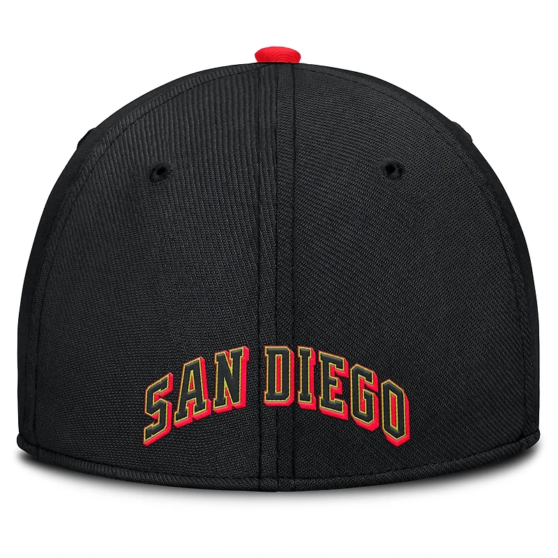 Men's Nike Crimson/Black San Diego Padres Neon 90s Rise SwooshFlex Hat