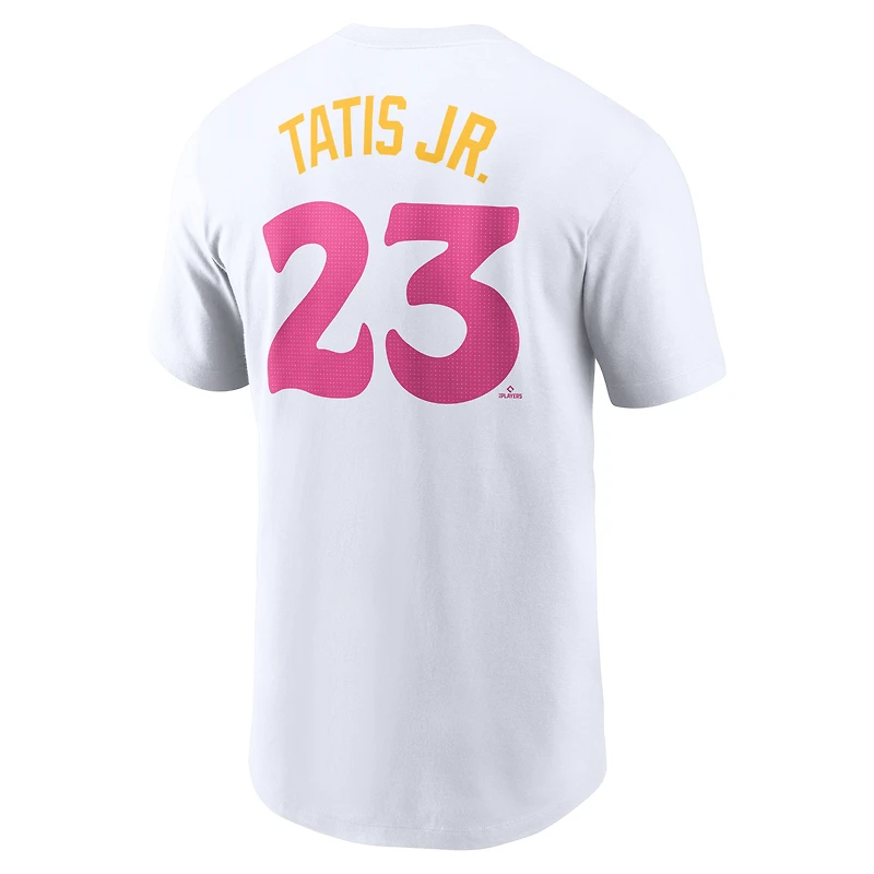 T-shirt Nike Fernando Tatis Jr. blanc San Diego Padres City Connect Fuse avec nom et numéro pour homme